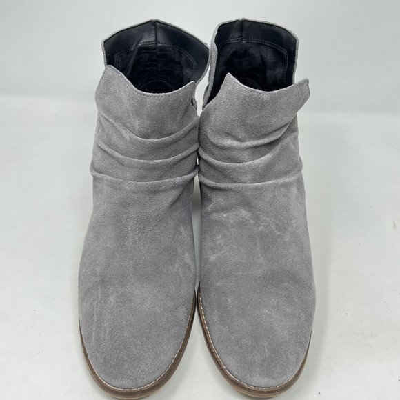 Cole Haan Womens Gray Suede Booties Block Wood Heels Size 10 B Med Casual Office - Picture 3 of 9